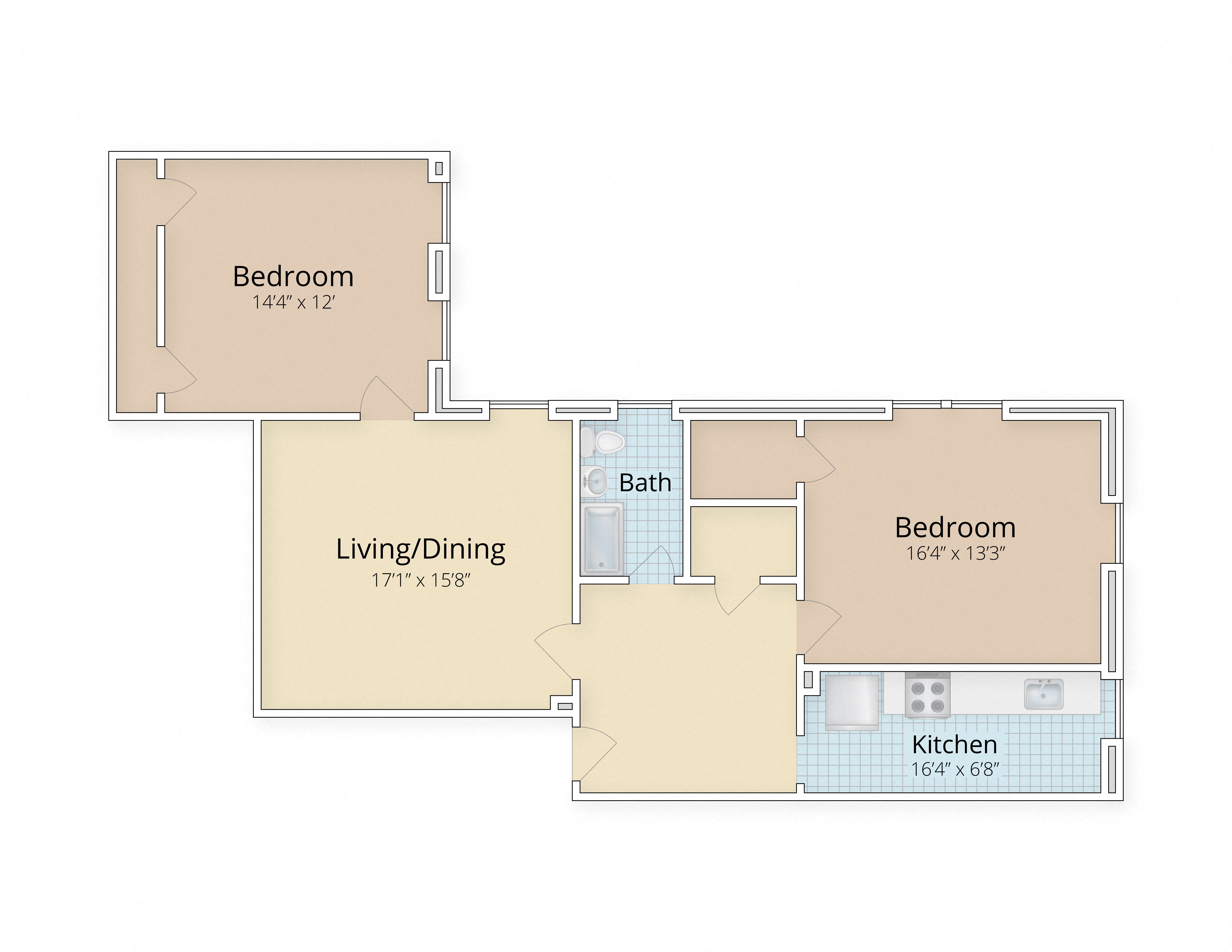 two bedroom floor plan at Cathedral Mansions, Washington, Washington